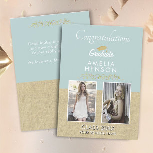 Rustic Guld Ornament Student 2 Photo Studenten Kort