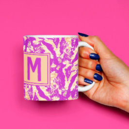Rustic Guld på lila Marble Chic Anpassningsbar Mon Kaffemugg