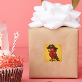 Rustic Guld Pirat Parrot Fyrkantigt Klistermärke