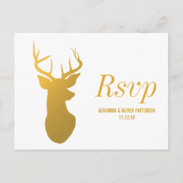 Rustic Guld Reindeer / Antler Bröllop OSA Inbjudan Vykort