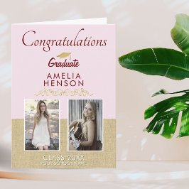 Rustic Guld Rosa 2022 Student 2 Photo Studenten Kort