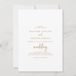 Rustic Guld Script Avslappnad par & överordnade Br Inbjudningar