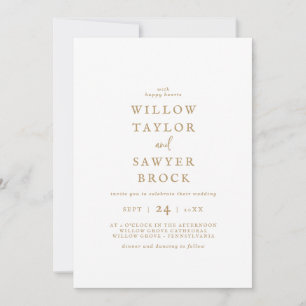Rustic Guld Script Bold Namn Bröllop Inbjudningar