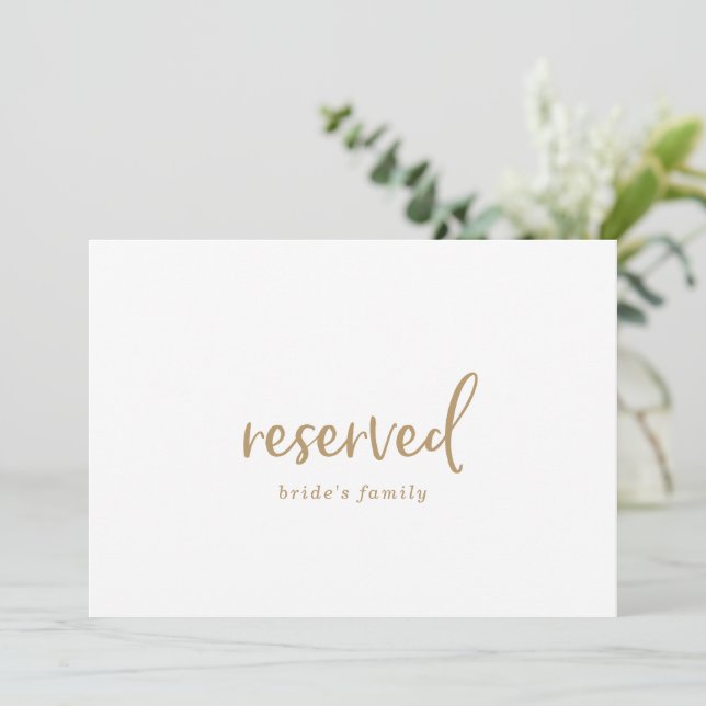 Rustic Guld Script Reserved Sign (Stående Fram)