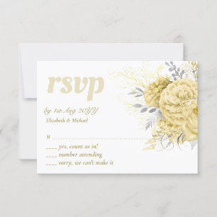 Rustic Guld Silver Blommigt Bröllop Tack OSA Kort