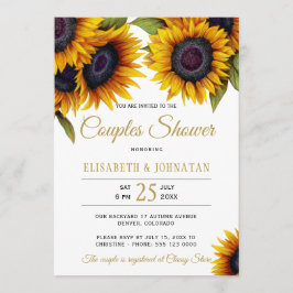 Rustic guld solblommor elegant chic dusch inbjudningar