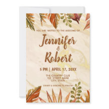 Rustic Guld Tropical Marble Wedding bjudande