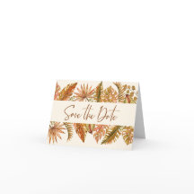 Rustic Guld Tropical Save the Date Folate Card