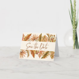 Rustic Guld Tropical Save the Date Folate Card Meddelande