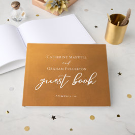 Rustic Guld Typography Earth Tone Fall Wedding Gästböcker