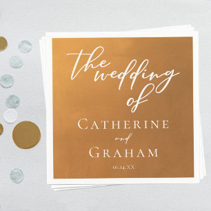 Rustic Guld Typography Earth Tone Fall Wedding Pappersservett