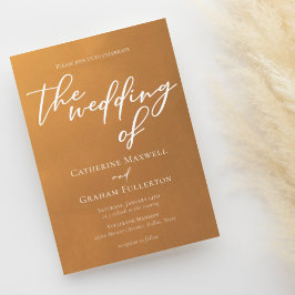Rustic Guld Typography Earth Tones Hösten Bröllop Inbjudningar