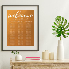 Rustic Guld Typography Fall Wedding Seding Chart Poster