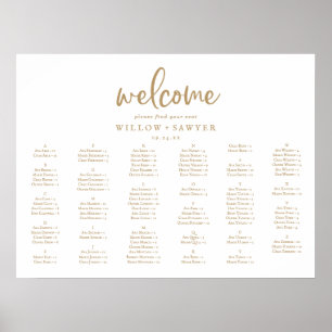 Rustic Guld Vågrät Alfabetisk sittningsplan Poster