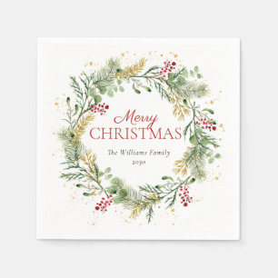 Rustic Guld Winter Greenery Wandan God jul Pappersservett