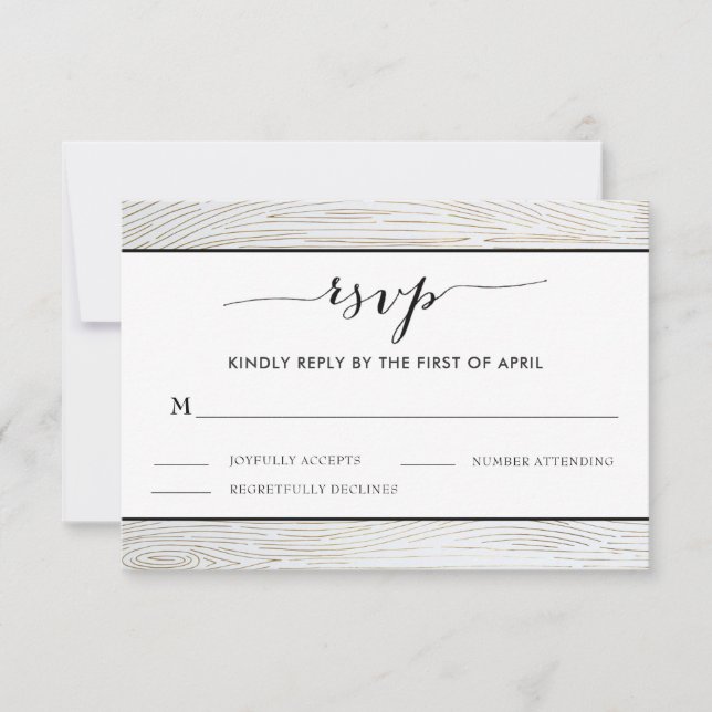 Rustic Guld Wood Grain Bröllop OSA Card Kort (Framsida)