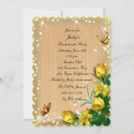 Rustic Gult Blommigt Butterfly Bachelorette Party Inbjudningar