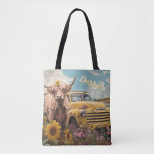 Rustic Gult Farm Lastbil & Highland Cow Customize Tygkasse
