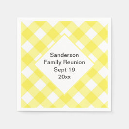 Rustic Gult Gingham Family Reunion Anpassningsbar Pappersservett