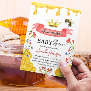 Rustic Gult Honung Red WildblommBee Baby Shower Inbjudningar