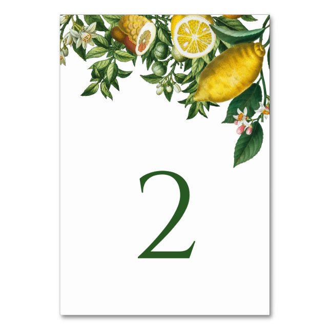 Rustic Gult Lemon & Foliage Greenery Bordsnummer (Framsidan)