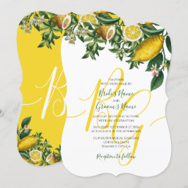 Rustic Gult Lemon & Foliage Greenery Bröllop Inbjudningar