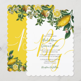 Rustic Gult Lemon & Foliage Greenery Bröllop Inbjudningar