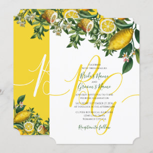 Rustic Gult Lemon & Foliage Greenery Bröllop Inbjudningar