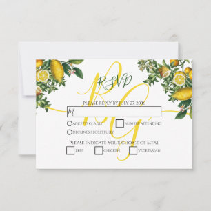 Rustic Gult Lemon & Foliage Greenery Bröllop OSA Kort