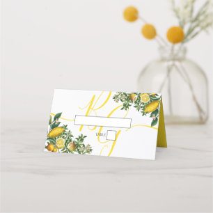Rustic Gult Lemon & Foliage Greenery Bröllop Placeringskort