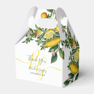 Rustic Gult Lemon & Foliage Greenery Bröllop Presentaskar