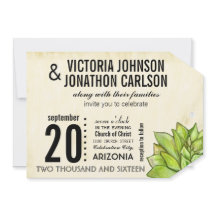 Rustic Gult Lime Succulent Typography Bröllop