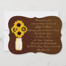 Rustic Gult Mason Burk Rehearsal Dinner Inbjudan