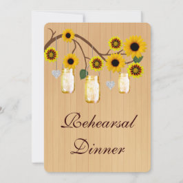 Rustic Gult Mason Burk Rehearsal Dinner Inbjudan