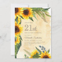 Rustic Gult Solblommor 21:a födelsedagen