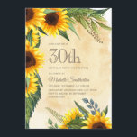 Rustic Gult Solblommor 30års födelsedag Inbjudningar<br><div class="desc">Rustik gult och bruna solblommor med vacker grönt löv 30års födelsedag bjuder in kvinnor till festinbjudan. Kontakta oss för hjälp med anpassning eller för att begära matchande produkter</div>