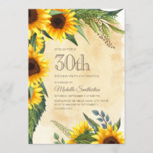 Rustic Gult Solblommor 30års födelsedag