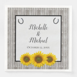 Rustic Gult Solros Barn Door Bröllop Pappersservett