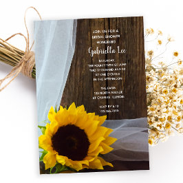 Rustic Gult Solros Barn Wood Möhippa Inbjudningar