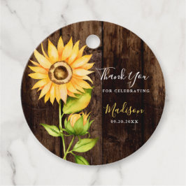 Rustic Gult Solros Barns födelsedag Party Gåvor Etiketter