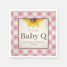 Rustic Gult Solros Girl Baby Q Pappersservett
