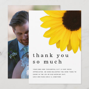 Rustic Gult Solros Newlyed Photo Tack Kort