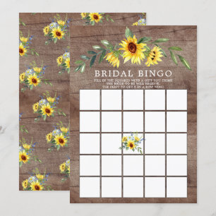 Rustic Gult Solrossolspel BINGO Möhippa Game Inbjudningar
