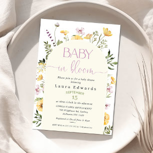 Rustic Gult Wildblomma Baby i Bloom Baby Shower Inbjudningar