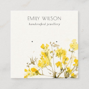 Rustic Gult Wildblomme Botanical Earring Visning Fyrkantigt Visitkort