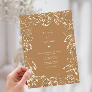 Rustic Gypsophila Goldenrod Fall Wedding Inbjudningar
