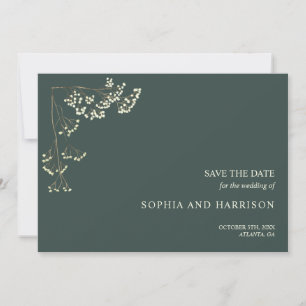 Rustic Gypsophila Grönt Bröllop spara datum Datumet