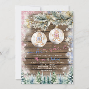 Rustic Han eller hon Cookies Gender Reveal Inbjudningar