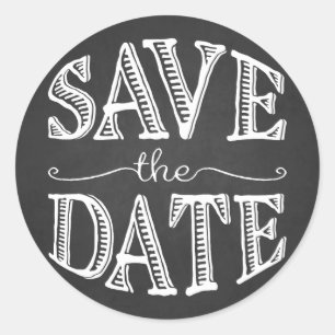 Rustic hand-bokstäver Spara datumetiketten Runt Klistermärke