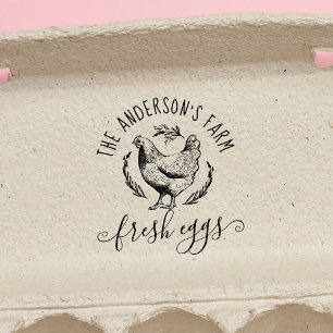 Rustic Hand-dragen familjejordbruk Hen Fresh Egg Stämpel
